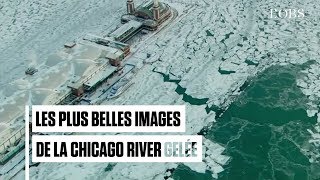 Du ciel ou des berges la rivière Chicago gelée est magnifique [upl. by Nillok766]