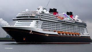 DISNEY TREASURE  start to her maiden sailing under flag of DISNEY CRUISE LINE  4KQualityVideo [upl. by Jecoa]