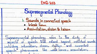 Suprasegmental Phonology  Sounds in connected speech ENG203 pu [upl. by Elahcar]