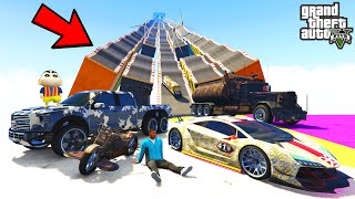 Franklin Testing Cars vs HUGE SPEED BREAKERS in GTA 5  SHINCHAN and CHOP [upl. by Ayerf]