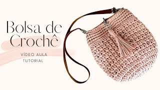 Bolsa de Crochê Com Fio de Malha  Crochê Passo a Passo  Tutorial de Bolsa Fácil  Aula de Crochê [upl. by Akkeber]