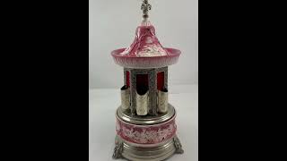 Reuge Capodimonte Pink Porcelain Lipstick Cigarette Carousel Music Box [upl. by Bresee214]