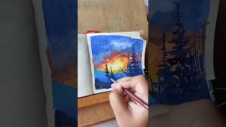 Gouache landscape easyart arteza gouache landscapeart arte artshorts shorts puneartist [upl. by Grous]