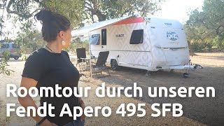 Wohnwagen einrichten – Tipps und Roomtour durch unseren Fendt Apero 495 SFB [upl. by Dragone]