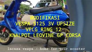 KEREN Vespa S125 menggunakan velg ring 12 dan knalpot leovince [upl. by Oruhtra]