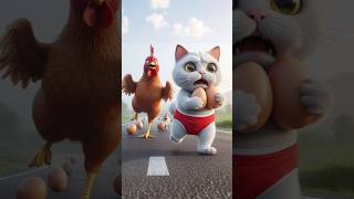 Cat takes chicken eggs cat cutecat cute [upl. by Lletnohs]