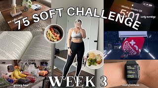 75 SOFT CHALLENGE WEEK 3  5AM mornings selfcare boxing class grocery haul  easy meals [upl. by Neemsay]