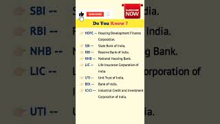 HDFCSBIRBINHBLICUTIBOIICICI Full Forms  Important Full Form [upl. by Sufur]