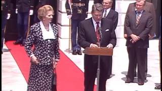 President Reagan Meeting with Prime Minister Margaret Thatcher of United Kingdom July 17 1987 [upl. by Yeliak]