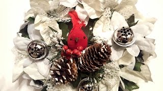 DIY Dollar Tree Christmas Wreath  Silver Bells amp Poinsettias [upl. by Nirual]