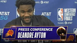 Deandre Ayton On His First Playoff GameWinner 🎤  Postgame Press Conference [upl. by Aerdnwahs]