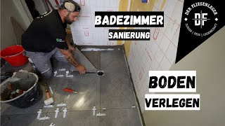 Badezimmer Sanierung  BODEN VERLEGEN [upl. by Lauritz]