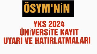 Yks 2024 Üniversite Kayıt İşlemleri yks2024 2024yks [upl. by Aiahc368]