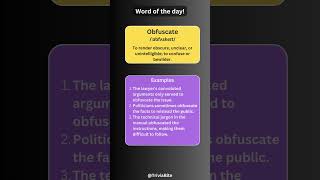 Word of the day  Obfuscate  English  Vocab  triviabite vocabulary ytshorts shorts [upl. by Ahsekin]