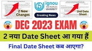 Breaking News IGNOU Released 2 New Date Sheet for the DEC 2023 ExamIGNOU Date Sheet December 2023 [upl. by Aynotal]