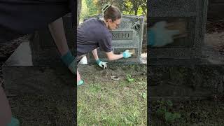 Cleaning this headstone for a follower was extra special headstonecleaning cemetery [upl. by Mikaela]