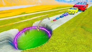 Small to Giant Cars vs Giant Pit 2  BeamNGdrive [upl. by Orten551]