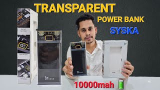 Transparent Power bank Syska 10000mah unboxing and review  P1090 Syska Power bank powerbank [upl. by Knorring]