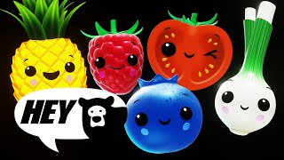 Hey Bear Sensory  Fruit Salad Dance Party  Counting 1 to 10  Fun animation with music [upl. by Aseela]