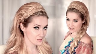 Braided headband hairstyle tutorial for mediumlong teased hair ❤ BACK TO SCHOOL everyday wedding [upl. by Sachsse]