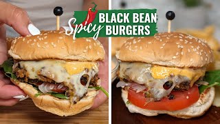 Spicy Black Bean Burgers Recipe  Veggie Black Bean Burgers Recipe [upl. by Lrub]