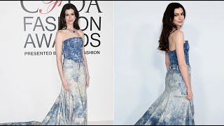 CFDA Awards 2023 Anne Hathaway Goes Rogue Wearing Washed Denim And Diamonds On The Red Carpet [upl. by Bornstein]