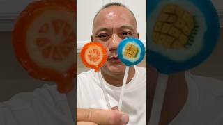 👂 ASMR GROOVY LOLLIPOP CANDY FROM SOUTH KOREA ORANGEPINEAPPLE FLAVOR AND EATING SOUNDS 👂shorts [upl. by Louls]