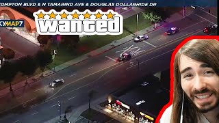 MoistCr1tikal Reacts to a Police Chase in Los Angeles with the FUNNIEST Ending [upl. by Gianna]