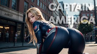 Captain America Cosplay by Stable Diffusion AI 4K AI ART GIRL [upl. by Leoni]