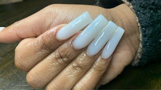 DIY Milky White Polygel Nails STEPBYSTEP TUTORIAL [upl. by Nrek684]