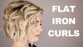 HOW TO CURL WITH A FLAT IRON  short hair [upl. by Anaugal]