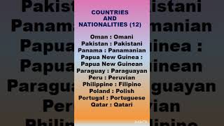 Countries and Nationalities Part 12 kosakatabahasainggris english [upl. by Eisned]