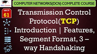 L61 Transmission Control ProtocolTCP Introduction  Features Segment Format 3 – way Handshaking [upl. by Mailliw]