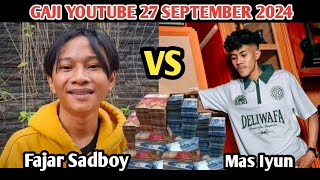 gaji youtube masiyun vs fajarsadboy‼️terbaru 2024😲🤑 [upl. by Ciri]