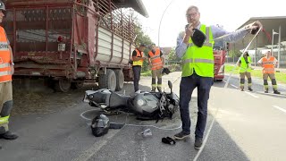 VU Unfall in Lauterach Motorradlenker 27 verletzt Feuerwehr Lauterach [upl. by Bryanty354]