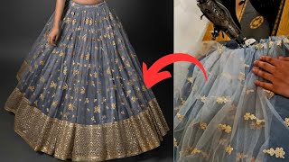 Pleated lehenga skirt cutting and stitchingumbrella cut lehenga cuttinglehenga sewing [upl. by Mendel]