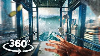 360° SCIENCE LAB 1  Escape Tsunami Wave in the Lift VR 360 Video 4k ultra hd [upl. by Rajewski484]