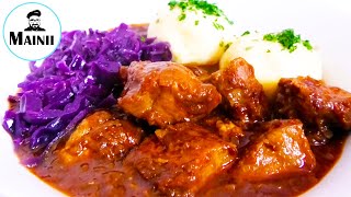 Gulasch Rezept  Kalbsgulasch zubereiten  Mainii [upl. by Onurb]