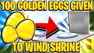 Donating 100 Golden Eggs To The Wind Shrine In Roblox Bee Swarm Simulator [upl. by Emya]