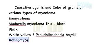 Mycetoma  Causative agents and color of grains [upl. by Sivia661]