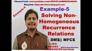 Example5 Solving NonHomogeneous Recurrence Relation  Solving Recurrence Relations  MFCS  DMS [upl. by Oahc]