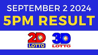 5pm Lotto Result Today September 2 2024  PCSO Swertres Ez2 [upl. by Lihcox]