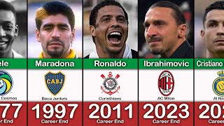 BEST FOOTBALLER RETIRED IN EVERY YEAR 1965  2023 😭💔 FT Ibrahimovic Ronaldo Pele Maradona [upl. by Eirellav]