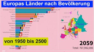 Europas Länder nach Bevölkerung von 1950 bis 2500  Die Bevölkerungsreichsten Länder [upl. by Otsenre]