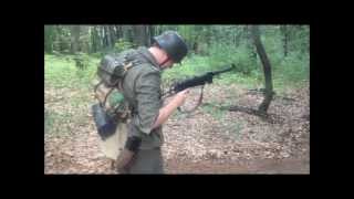 HD WWII German Soldier Firing MP40 Full Auto Shoot  WWII Reenactor Living History [upl. by Shult]