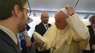 Pope Francis getting a new zucchetto [upl. by Dihgirb42]