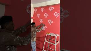 Wall stencil painting best wall stencil design shorts painting stencil [upl. by Teiv]