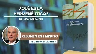 ¿Qué es la hermenéutica de Jean Grondin  Libro Resumen [upl. by Pachton493]