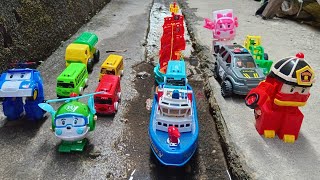 Mainan Bus Tayo Robocar Poli Amber Heli dan RoyMobil Polisi Perahu Layar Kapal Perang Dump Truk [upl. by Nnylrebma]