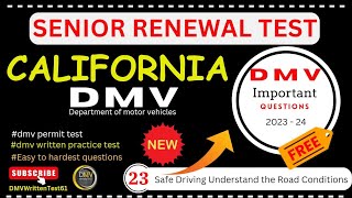 2024 DMV Senior Renewal Test  DMV Written Test 2024 California  DMV Important questions 202324 [upl. by Suoicerp]